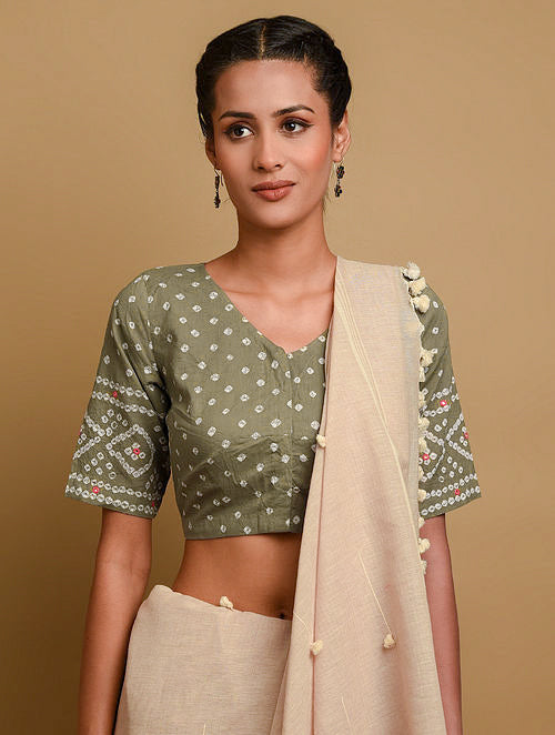 Grey Bandhani Cotton Blouse