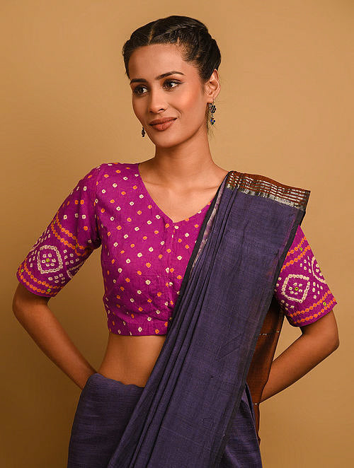 Magenta Bandhani Cotton Blouse