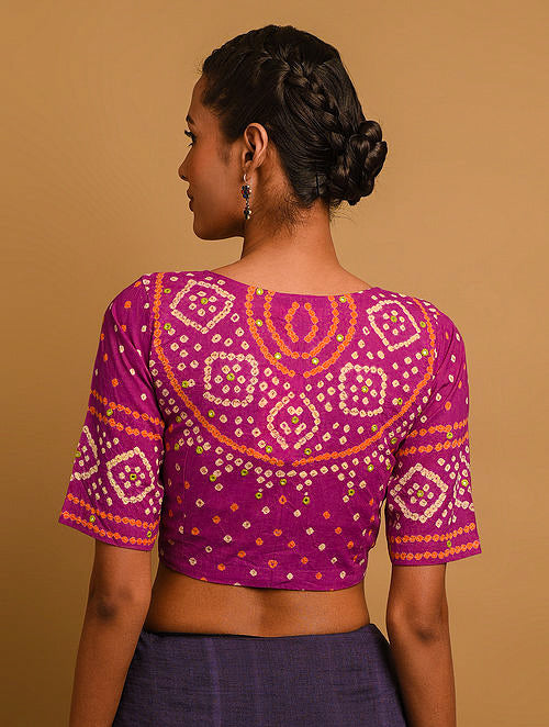 Magenta Bandhani Cotton Blouse