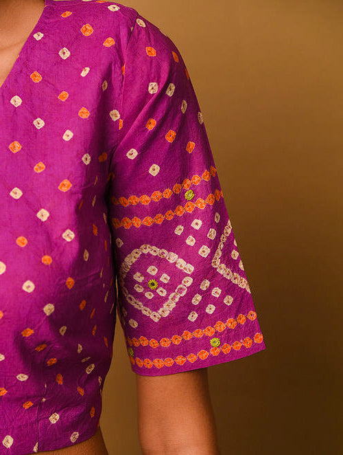 Magenta Bandhani Cotton Blouse