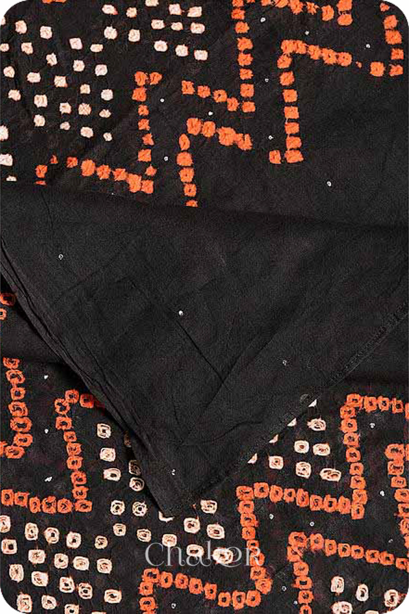 Black Bandhani Mul Cotton Dupatta