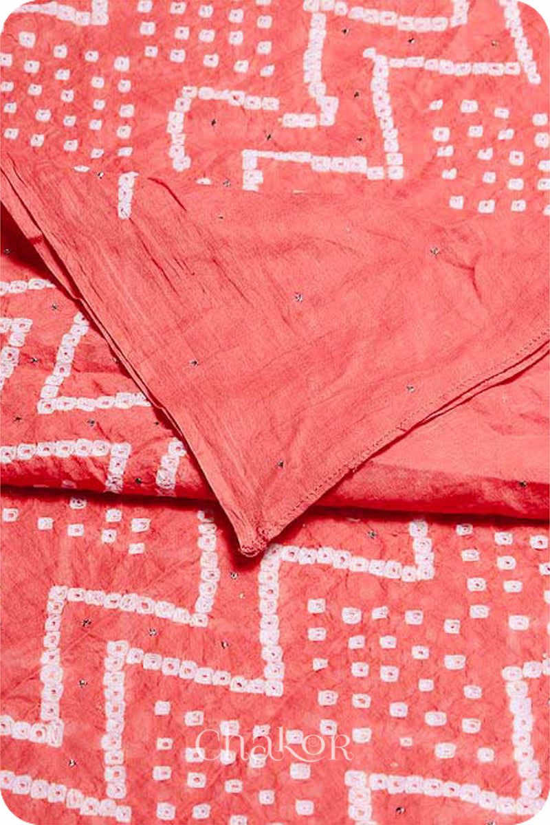 Coral Bandhani Mul Cotton Dupatta