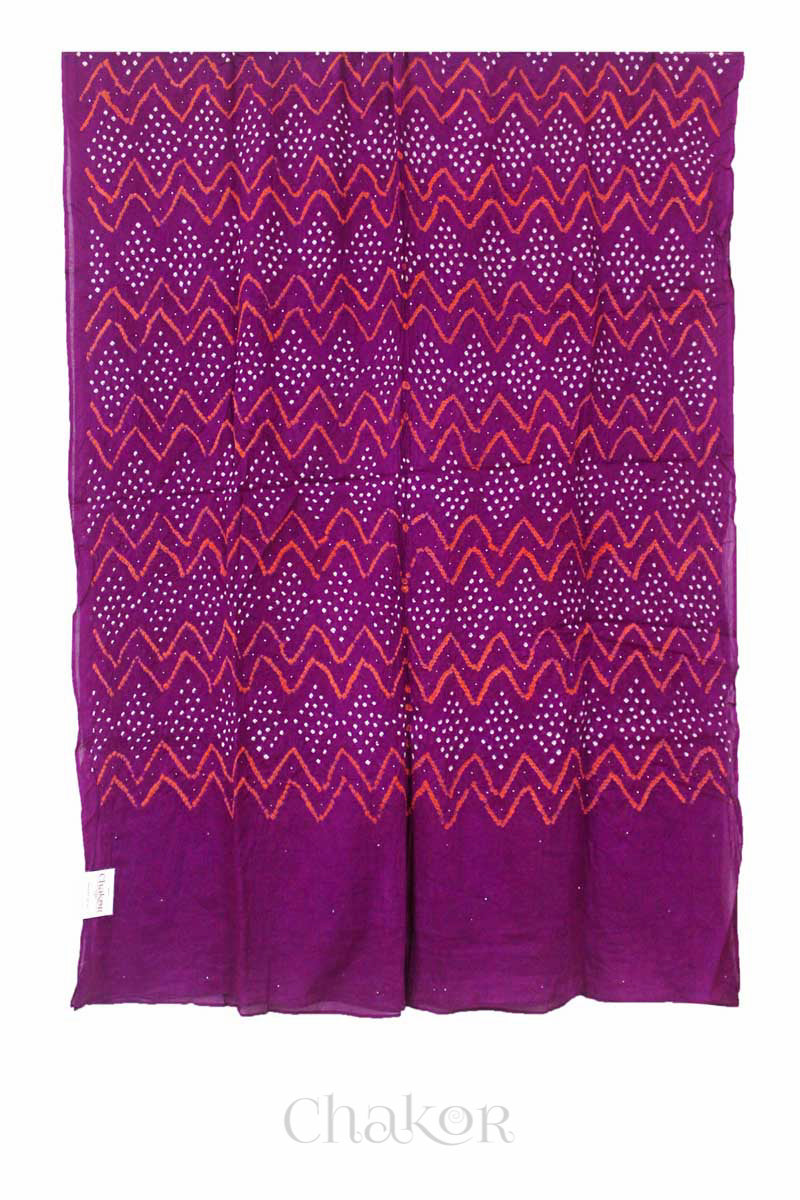 Magenta Bandhani Mul Cotton Dupatta