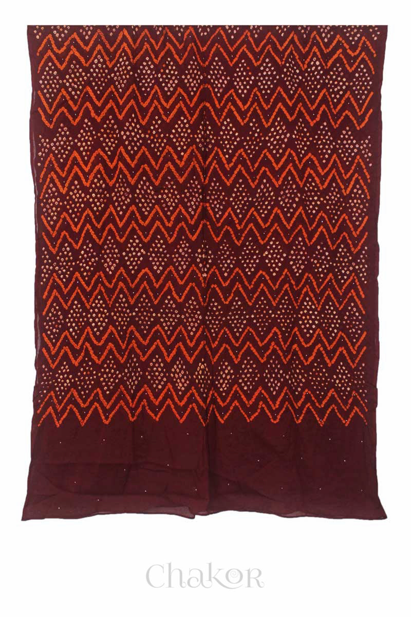 Maroon Bandhani Mul Cotton Dupatta