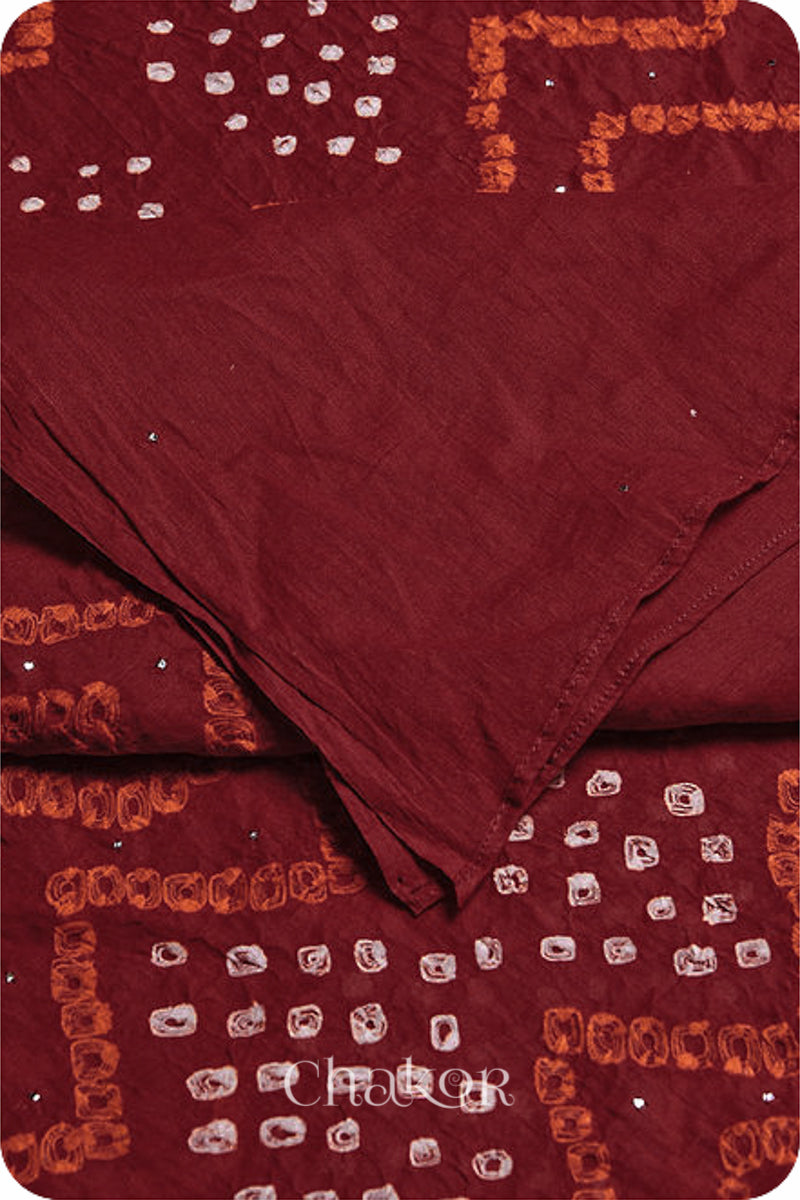 Maroon Bandhani Mul Cotton Dupatta