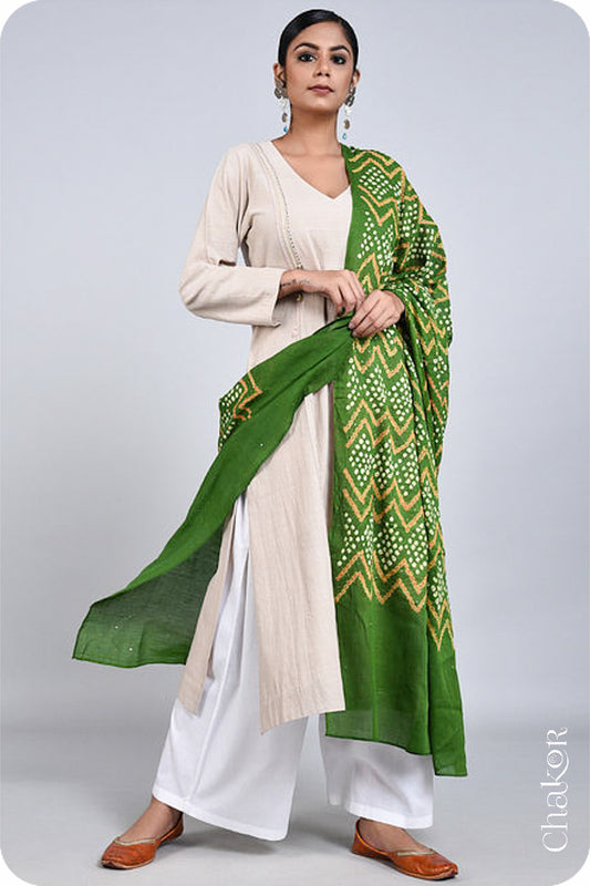 Mehendi Bandhani Mul Cotton Dupatta