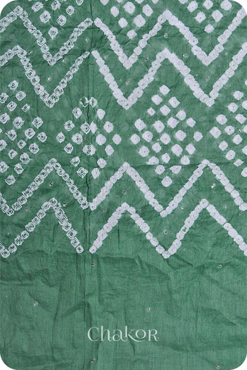 Moss Green Bandhani Mul Cotton Dupatta