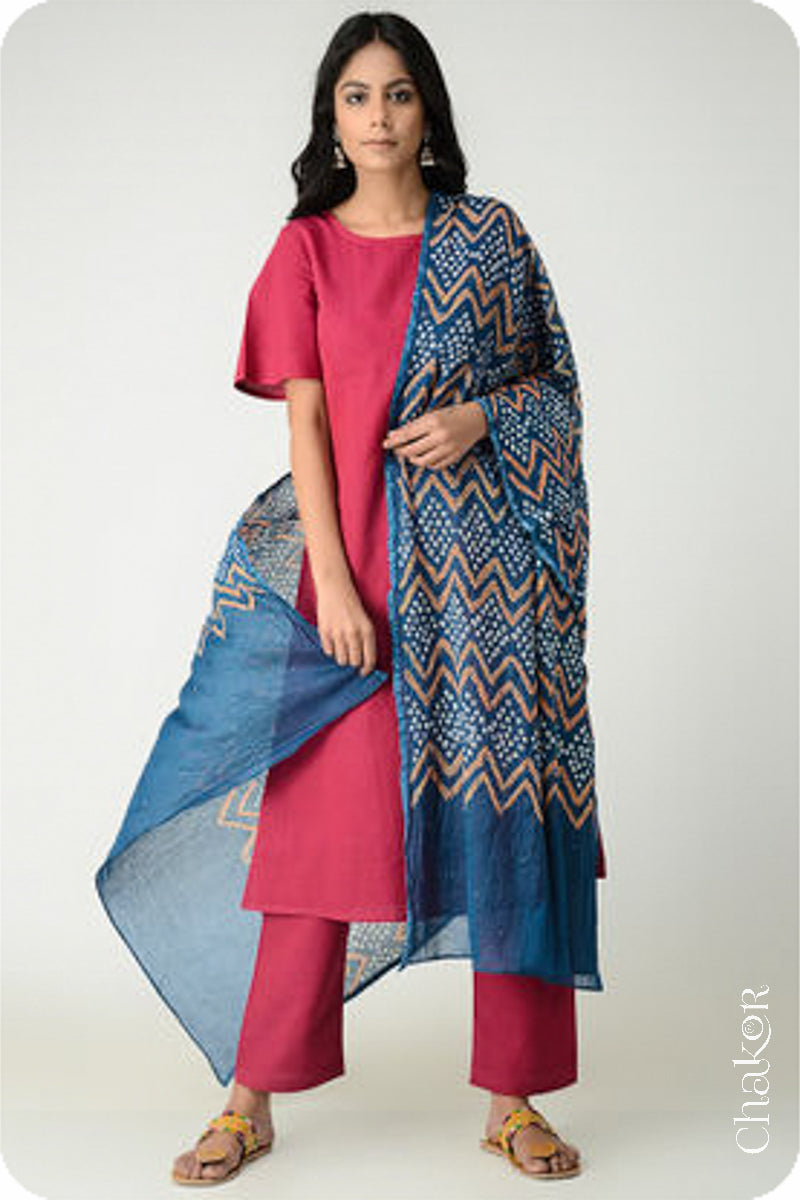 Indigo Bandhani Mul Cotton Dupatta