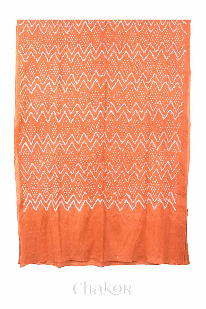 Peach Bandhani Mul Cotton Dupatta