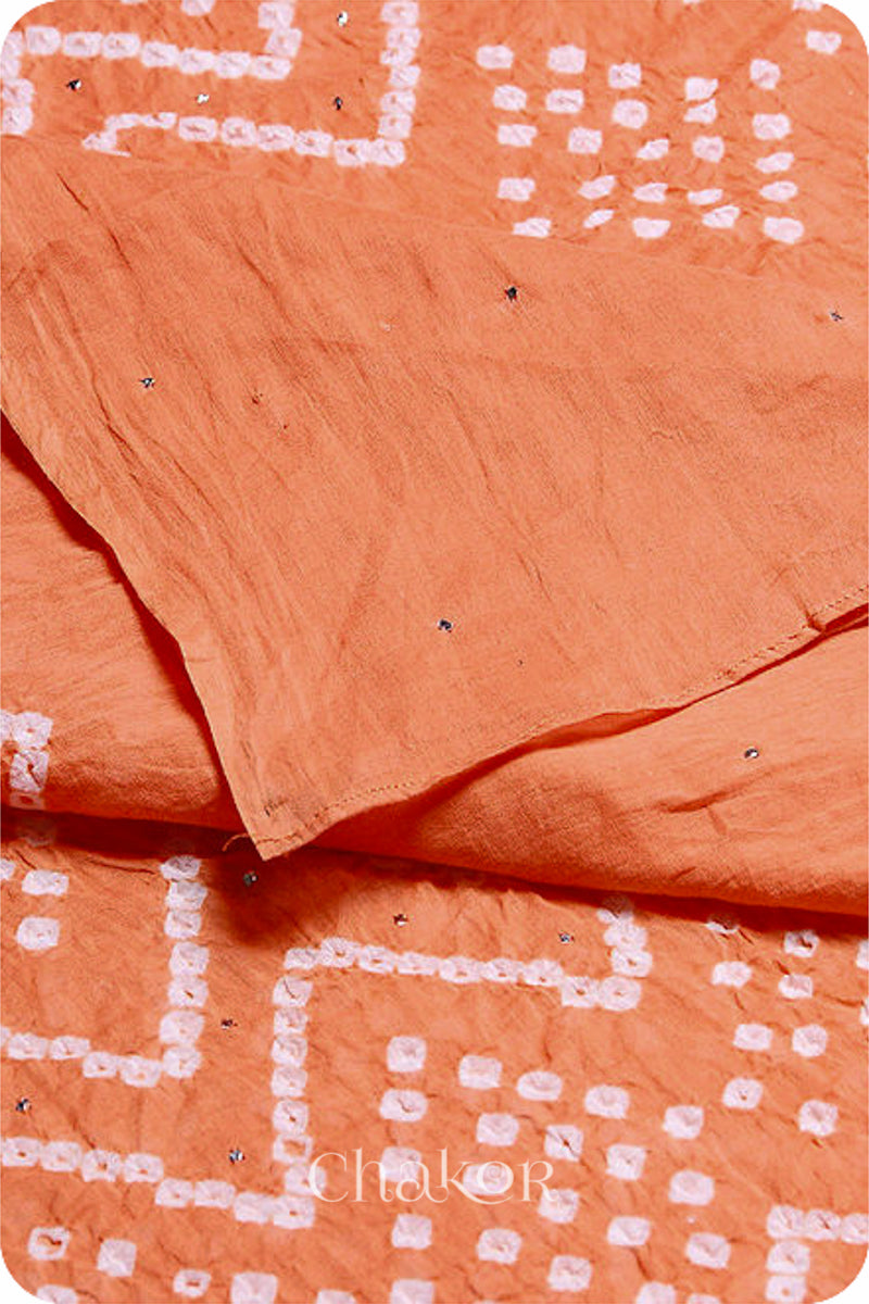 Peach Bandhani Mul Cotton Dupatta