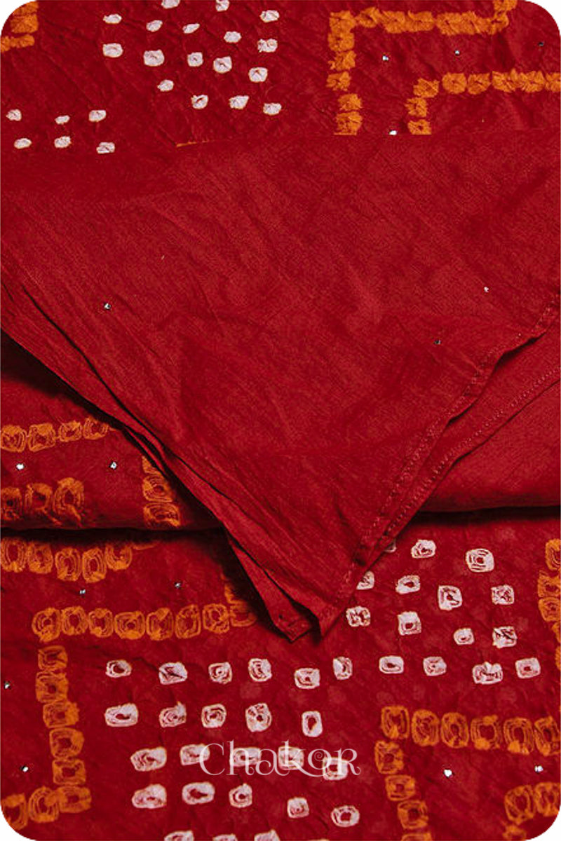 Red Bandhani Mul Cotton Dupatta