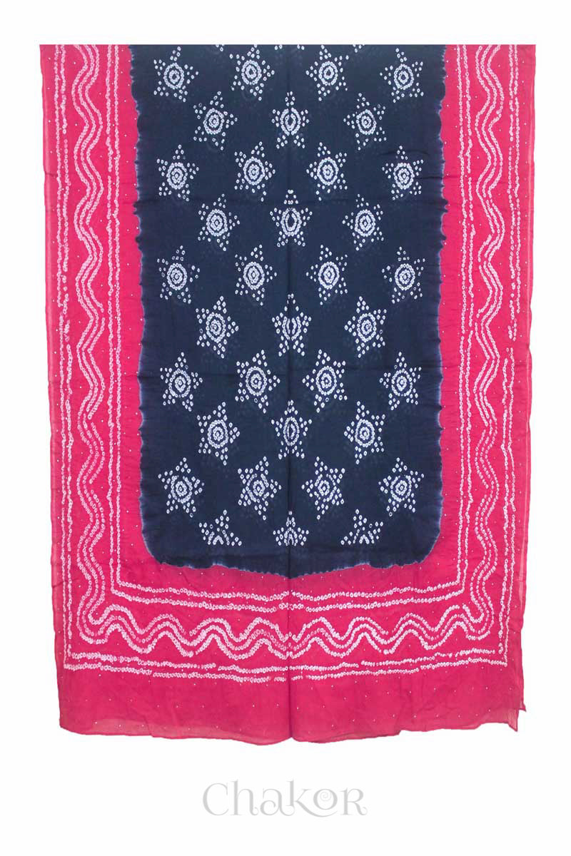 Charcoal Strawberry Bandhani Mul Cotton Dupatta