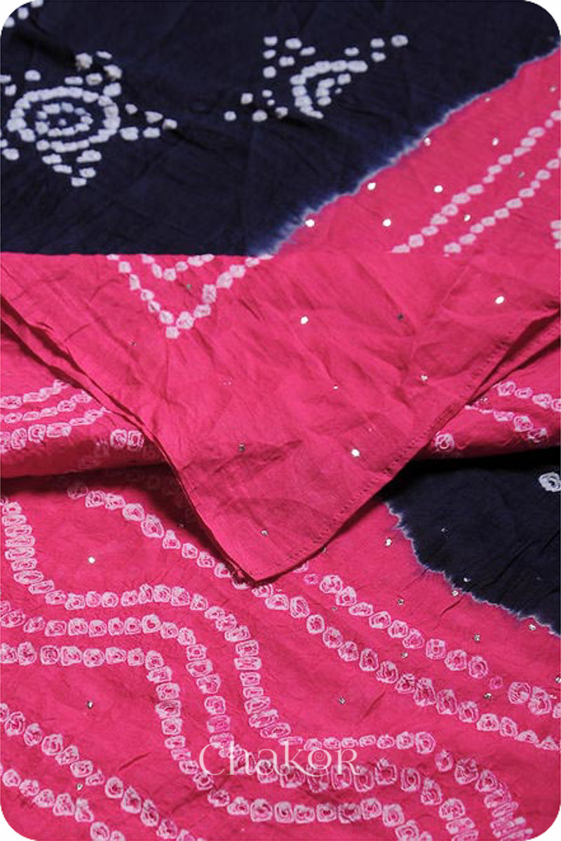 Charcoal Strawberry Bandhani Mul Cotton Dupatta