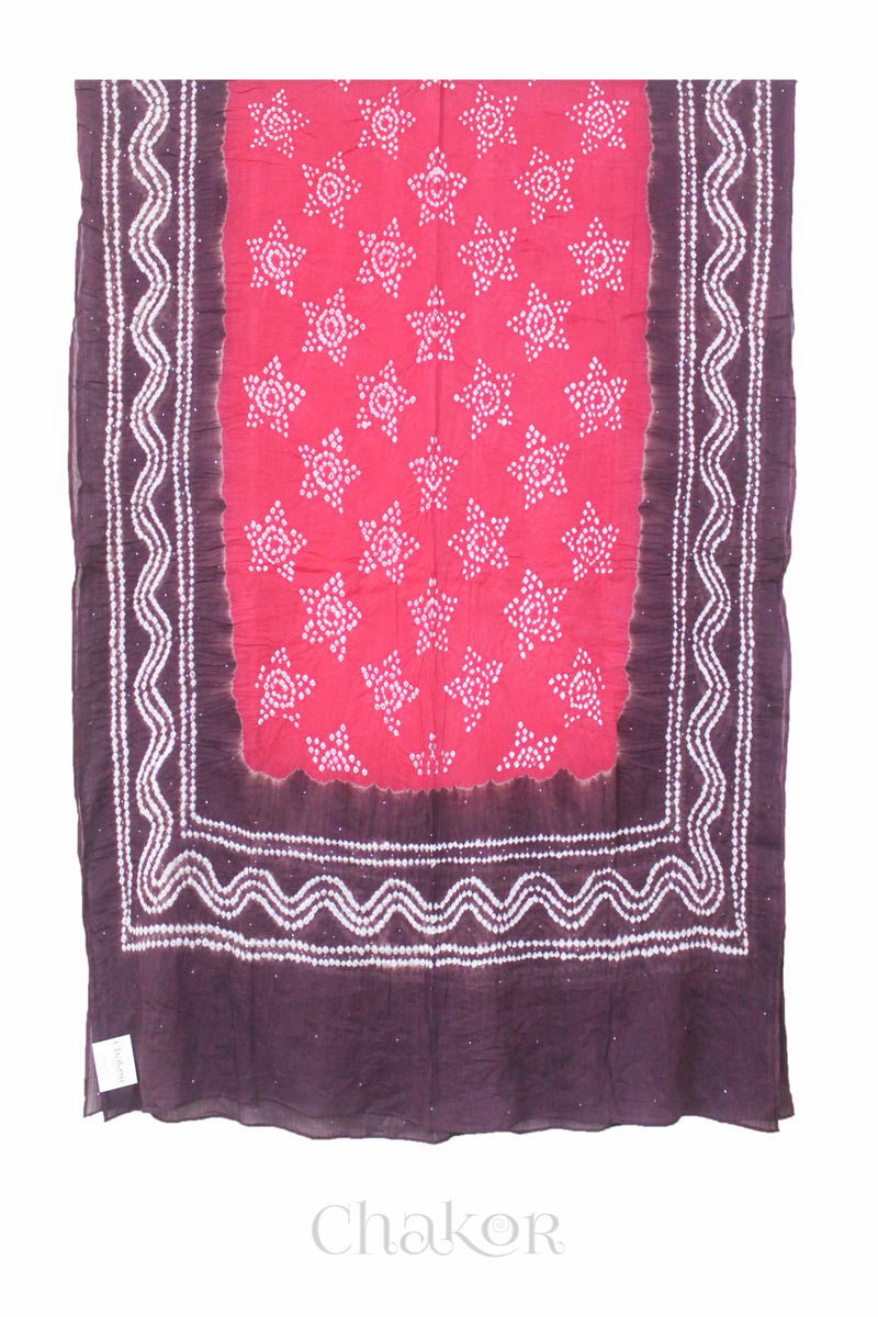 Strawberry Brown Bandhani Mul Cotton Dupatta