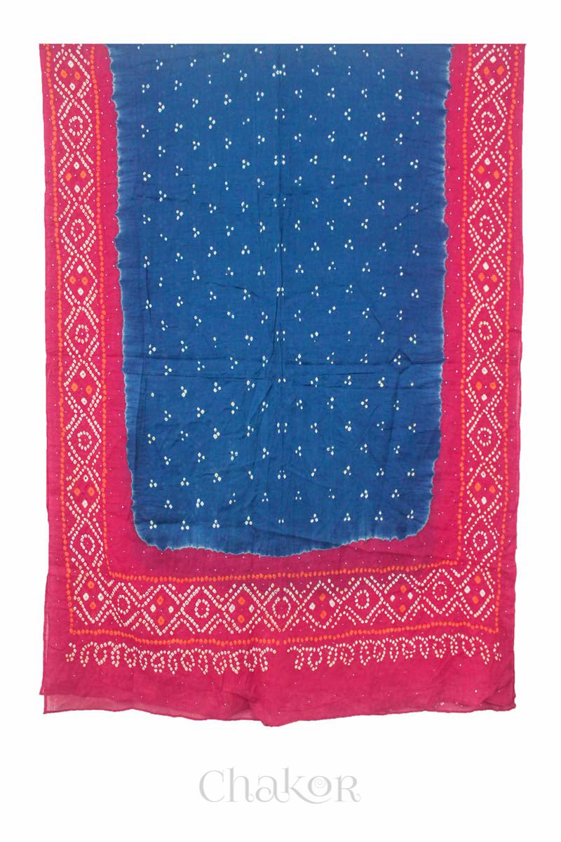 Indigo Strawberry Bandhani Mul Cotton Dupatta