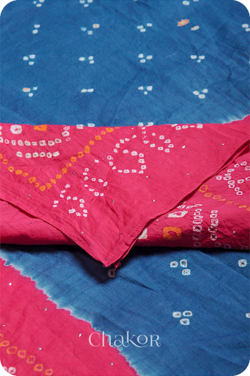 Indigo Strawberry Bandhani Mul Cotton Dupatta