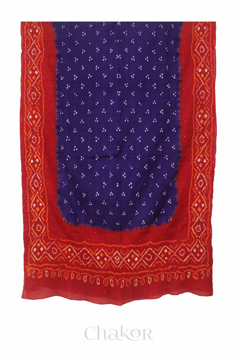 Purple Red Bandhani Mul Cotton Dupatta