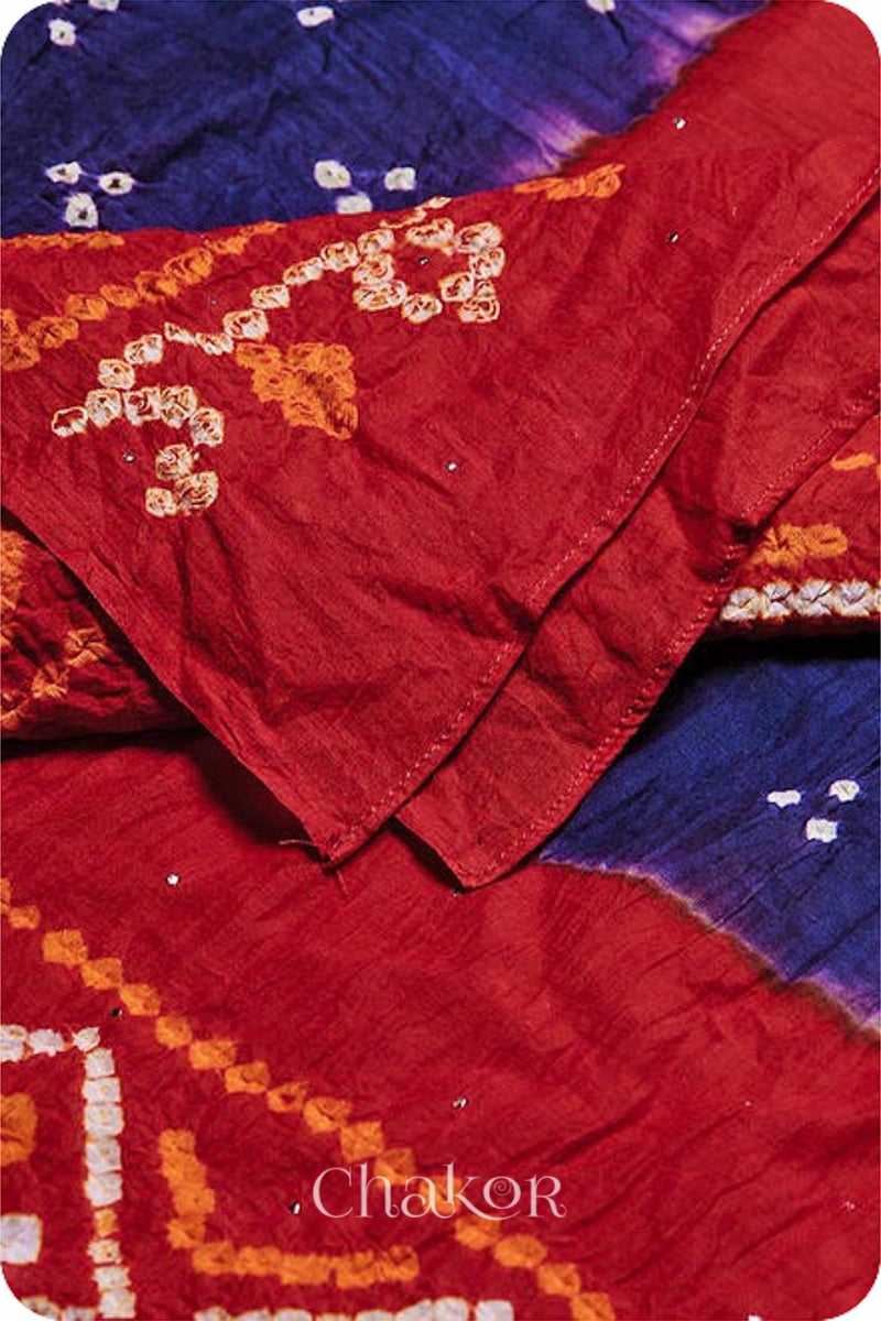 Purple Red Bandhani Mul Cotton Dupatta