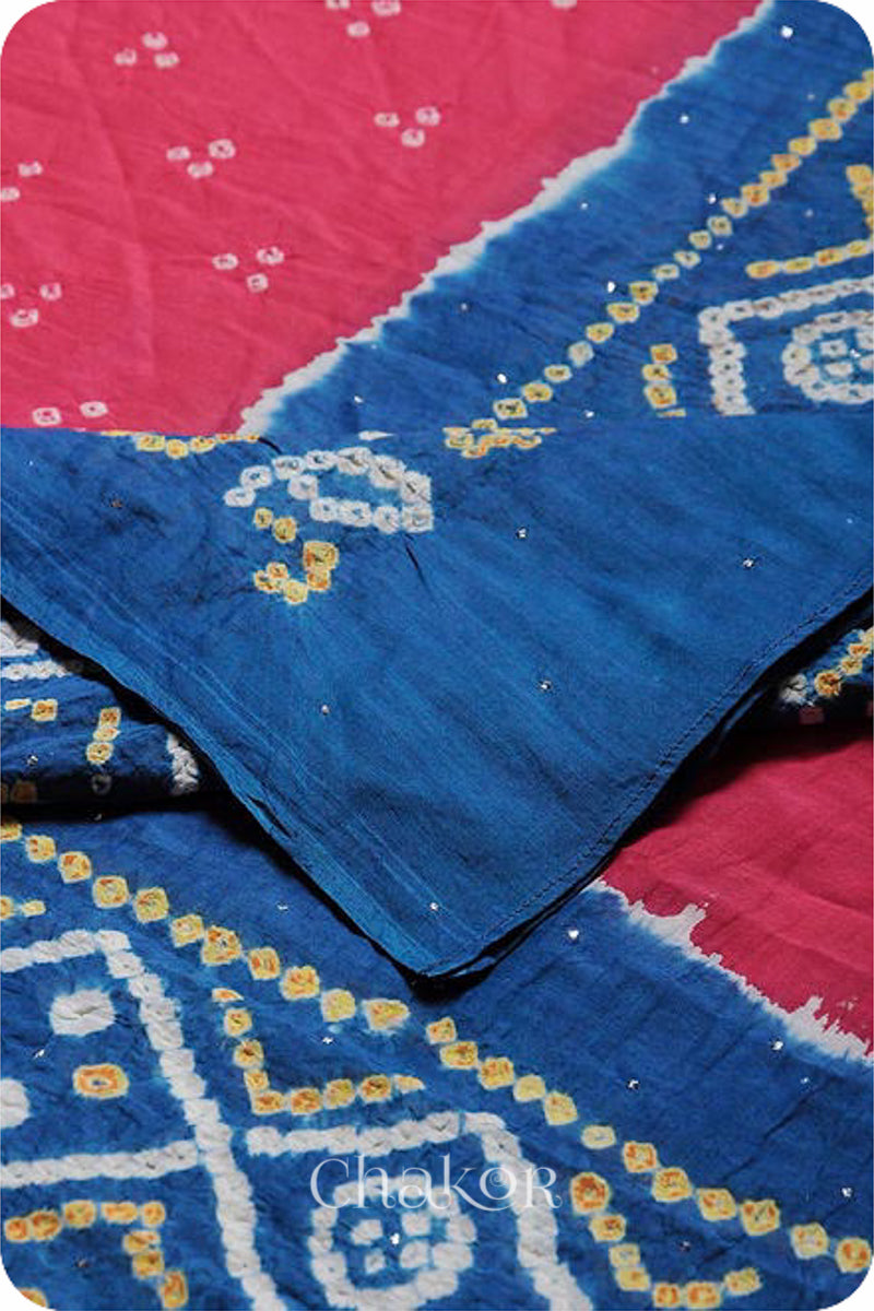 Strawberry Indigo Bandhani Mul Cotton Dupatta