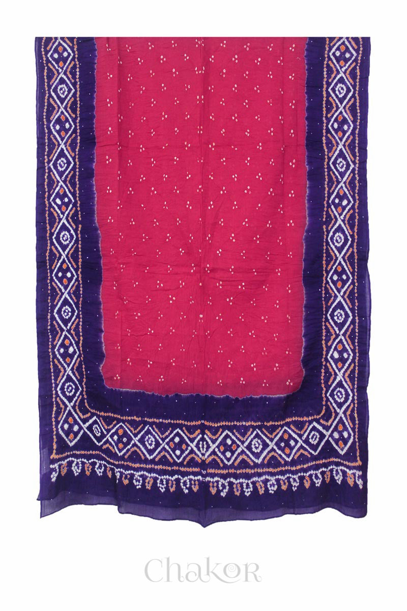 Strawberry Purple Bandhani Mul Cotton Dupatta