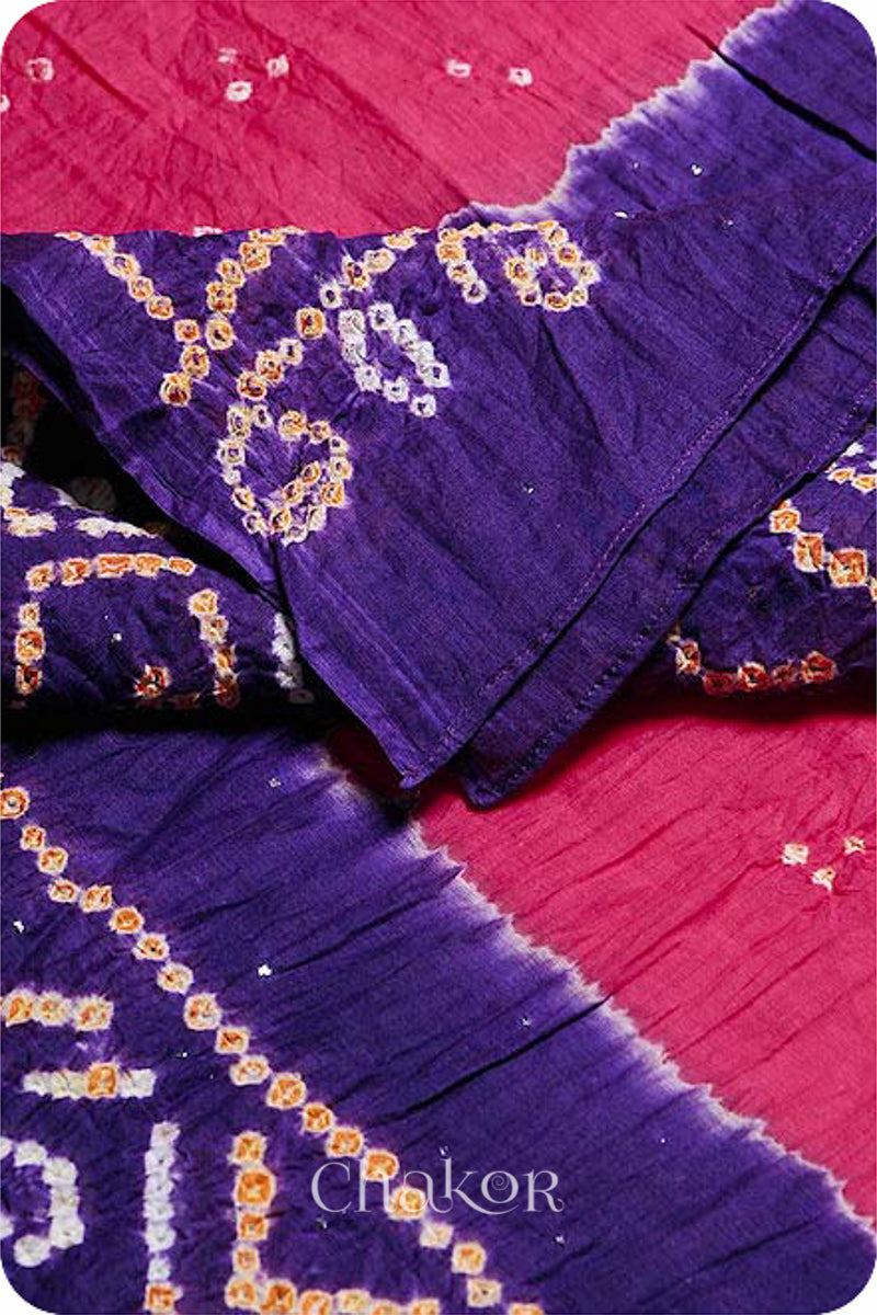 Strawberry Purple Bandhani Mul Cotton Dupatta