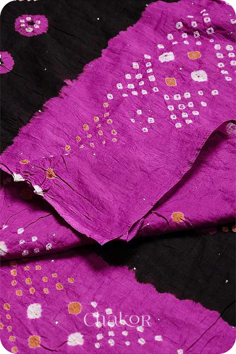 Black Magenta Bandhani Mul Cotton Dupatta