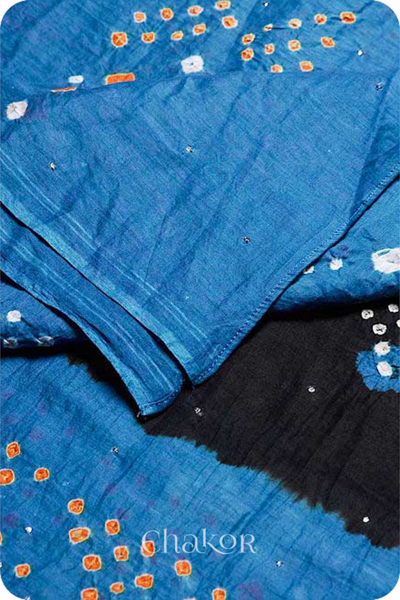 Black Indigo Bandhani Mul Cotton Dupatta