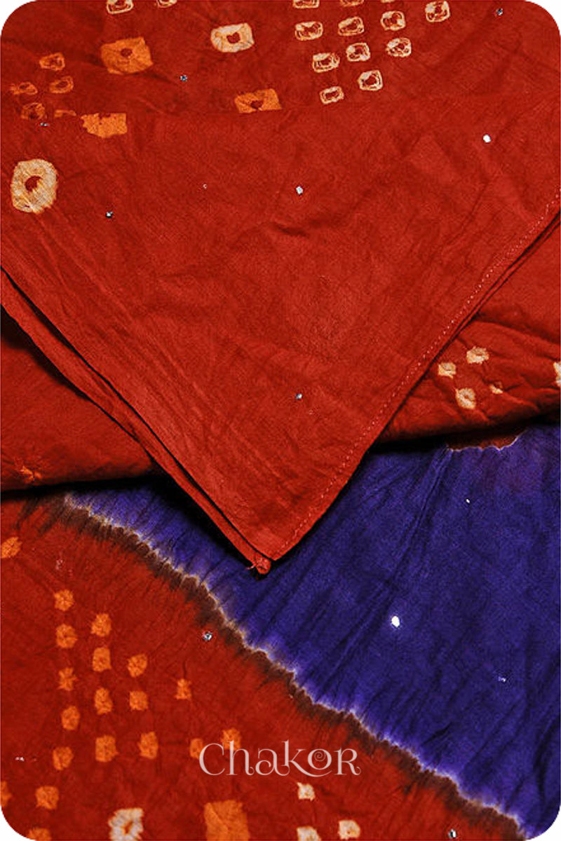 Purple Red Bandhani Mul Cotton Dupatta