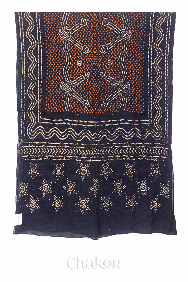 Black Bandhani Mul Cotton Dupatta