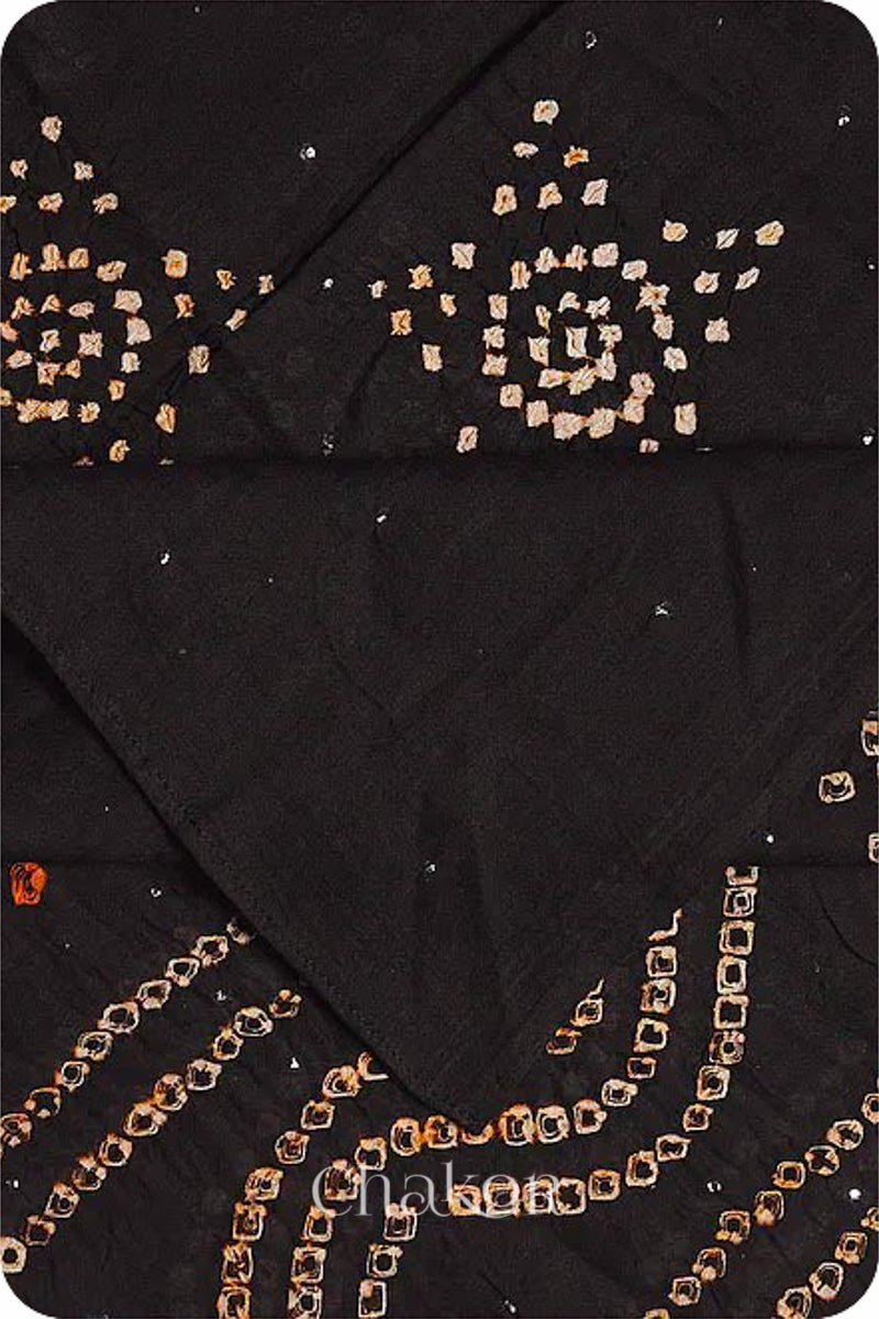 Black Bandhani Mul Cotton Dupatta