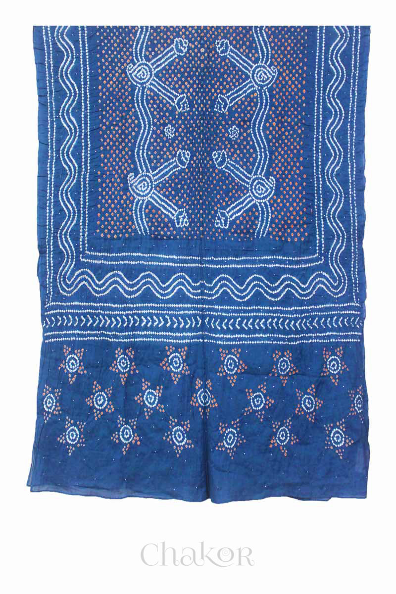 Indigo Bandhani Mul Cotton Dupatta