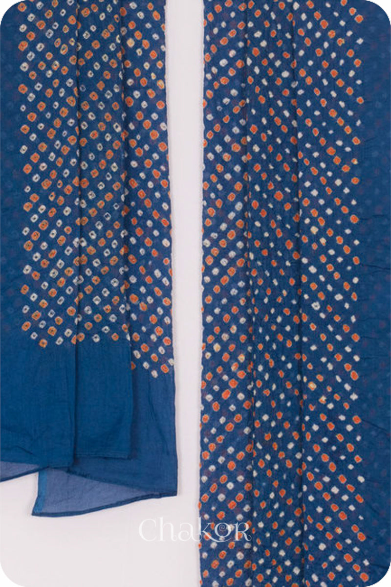 Indigo Bandhani Mul Cotton Dupatta