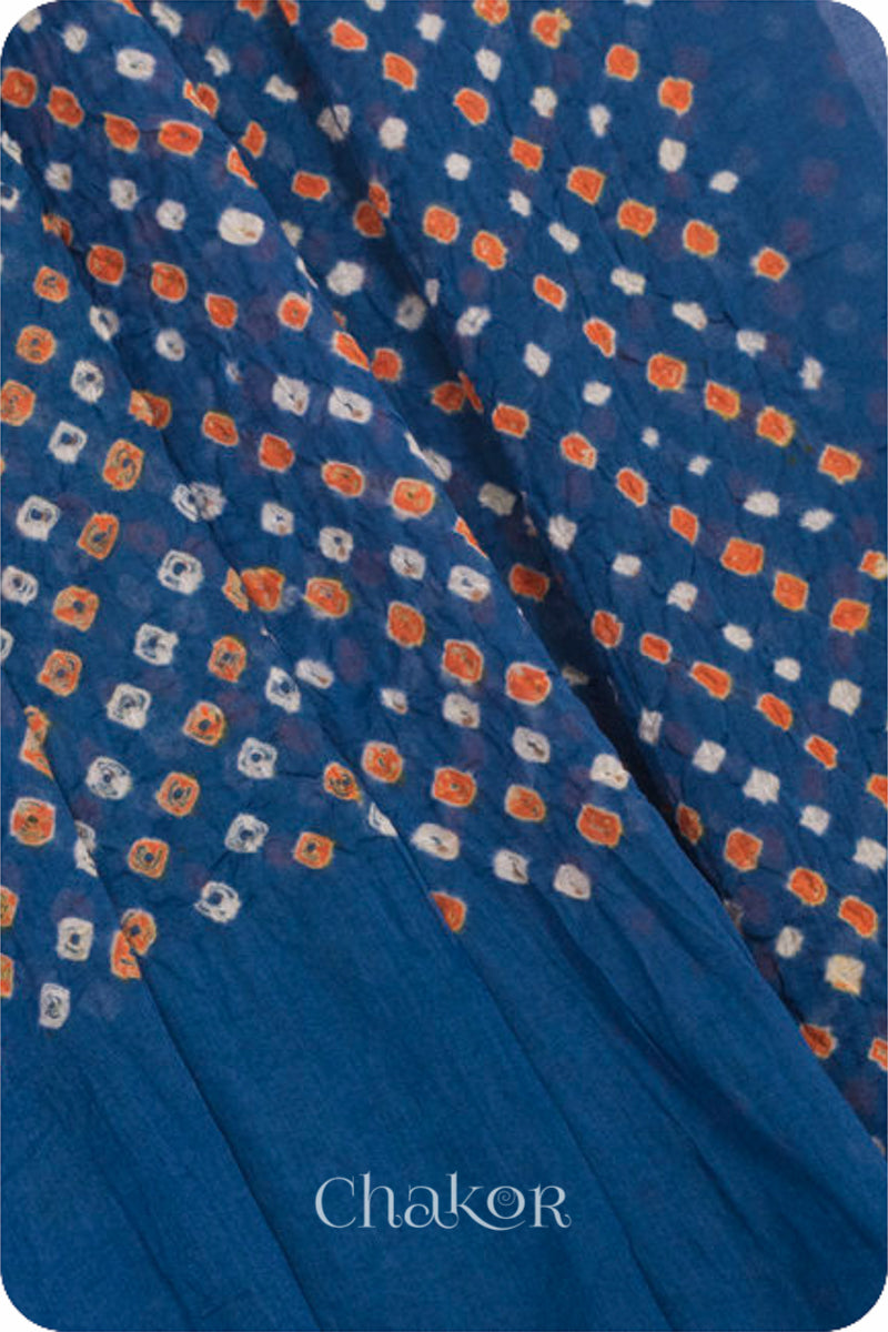 Indigo Bandhani Mul Cotton Dupatta