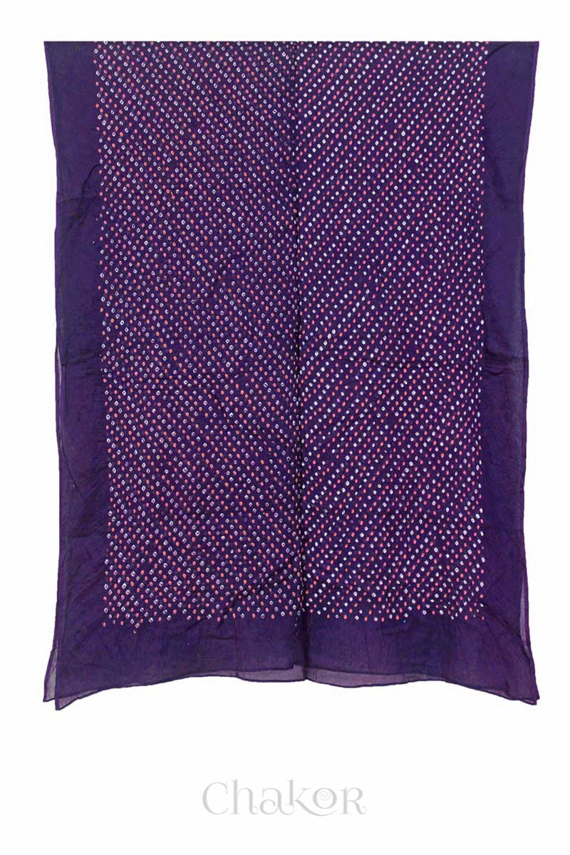 Purple Bandhani Mul Cotton Dupatta