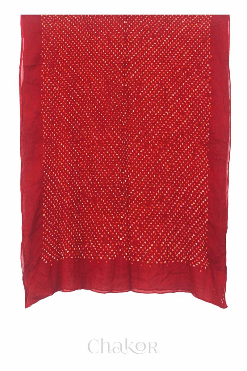 Red Bandhani Mul Cotton Dupatta