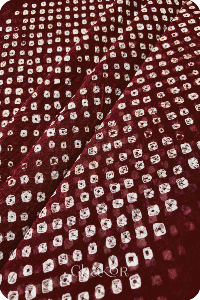 Maroon Bandhani Mul Cotton Dupatta