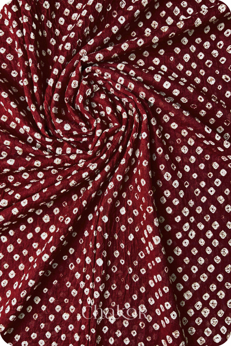 Maroon Bandhani Mul Cotton Dupatta