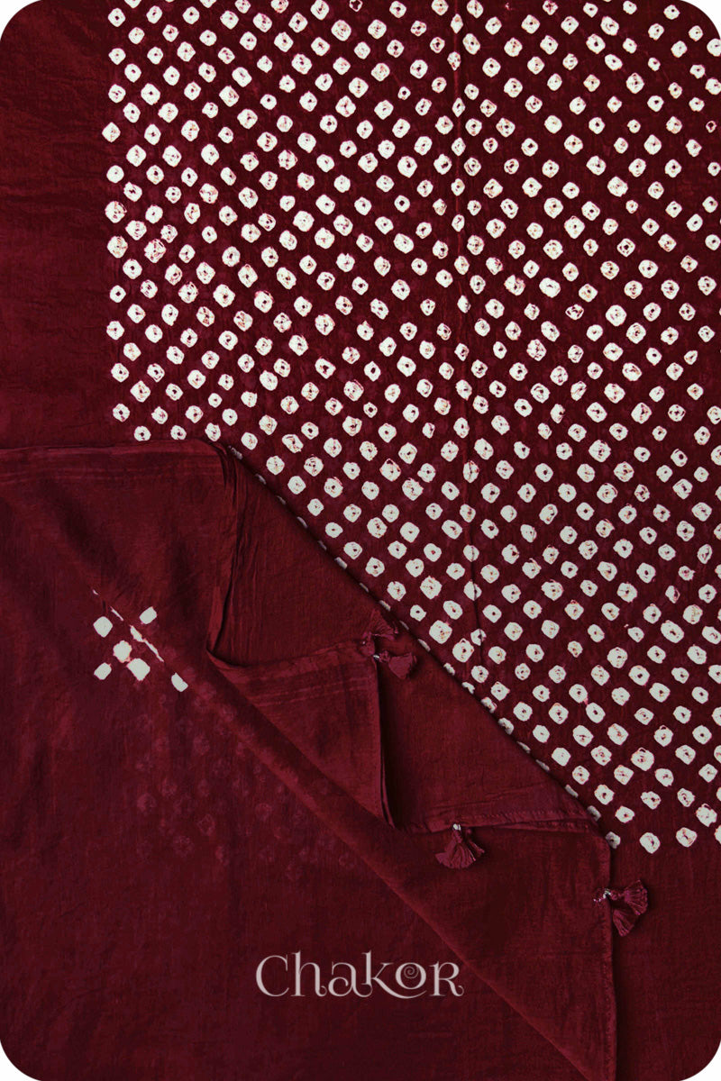 Maroon Bandhani Mul Cotton Dupatta