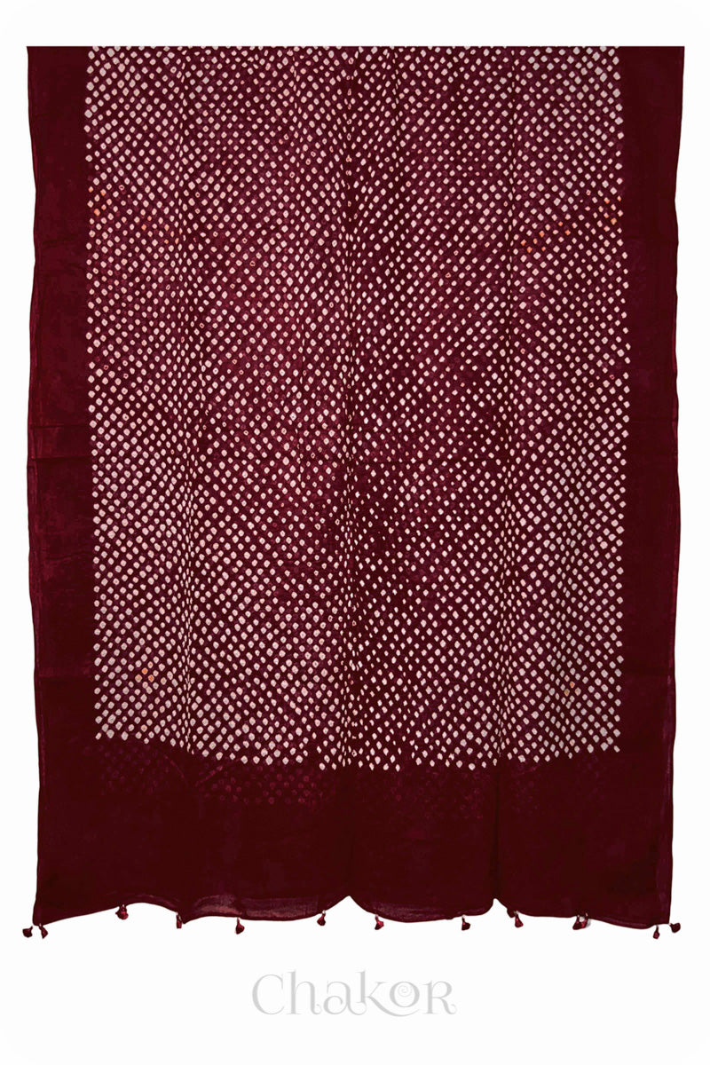 Maroon Bandhani Mul Cotton Dupatta