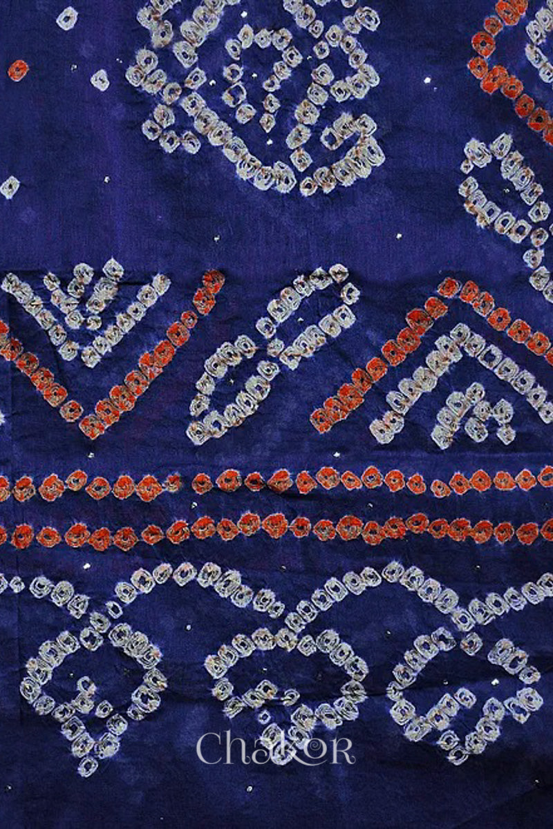 Blue Bandhani Mul Cotton Dupatta