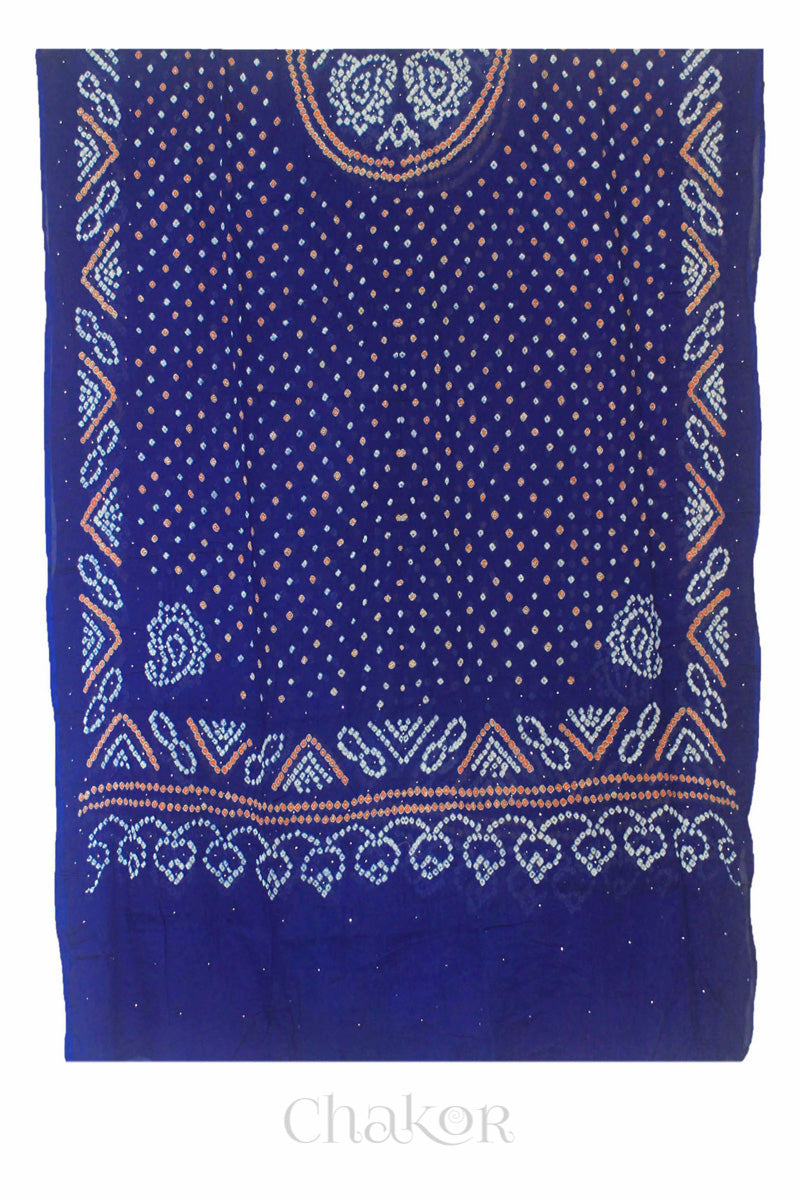 Blue Bandhani Mul Cotton Dupatta