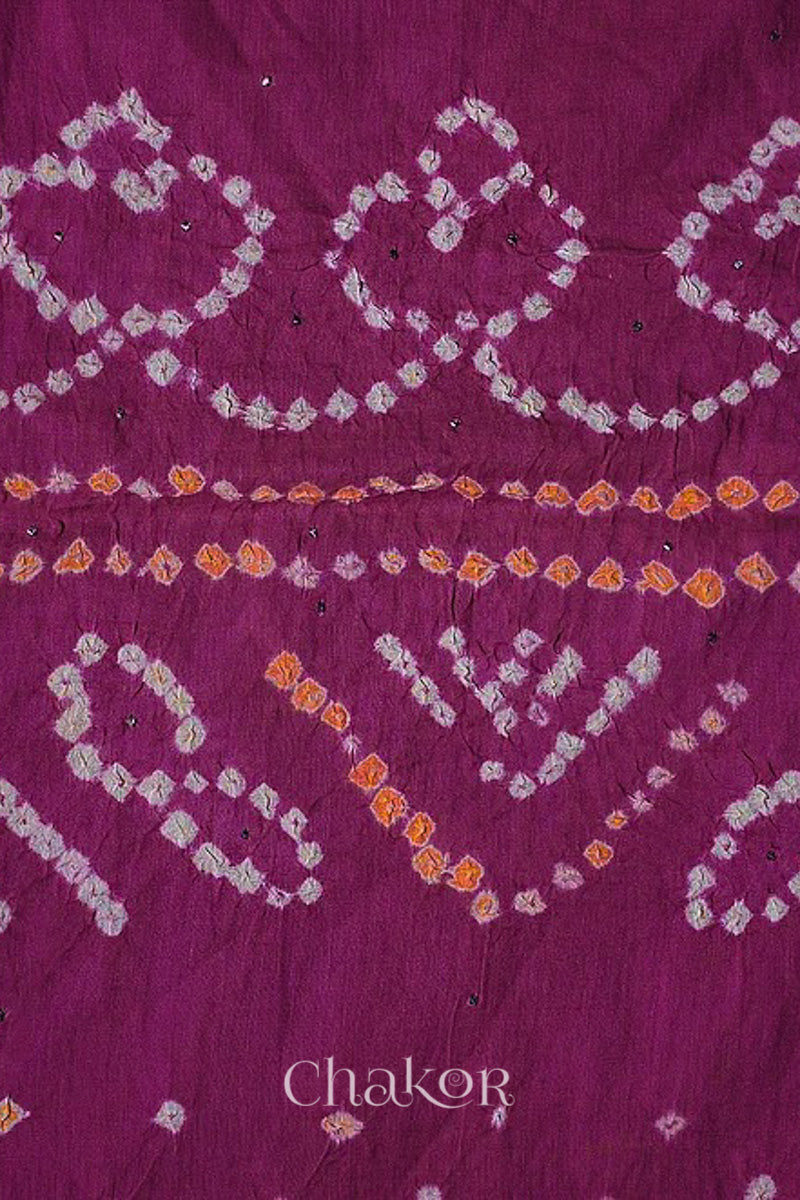 Magenta Bandhani Mul Cotton Dupatta