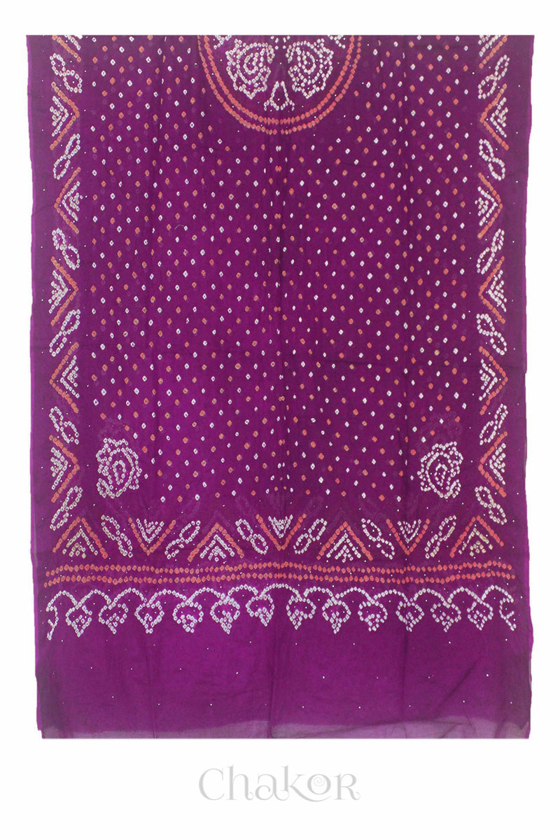 Magenta Bandhani Mul Cotton Dupatta