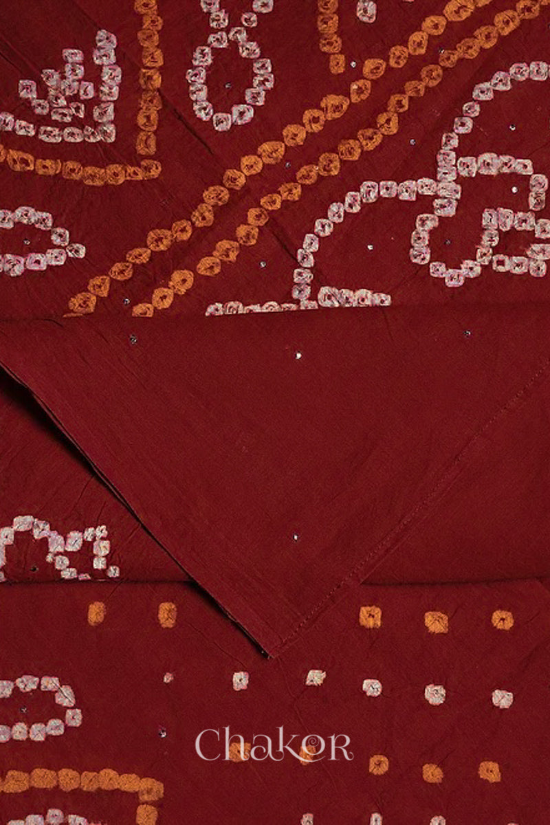 Red Bandhani Mul Cotton Dupatta