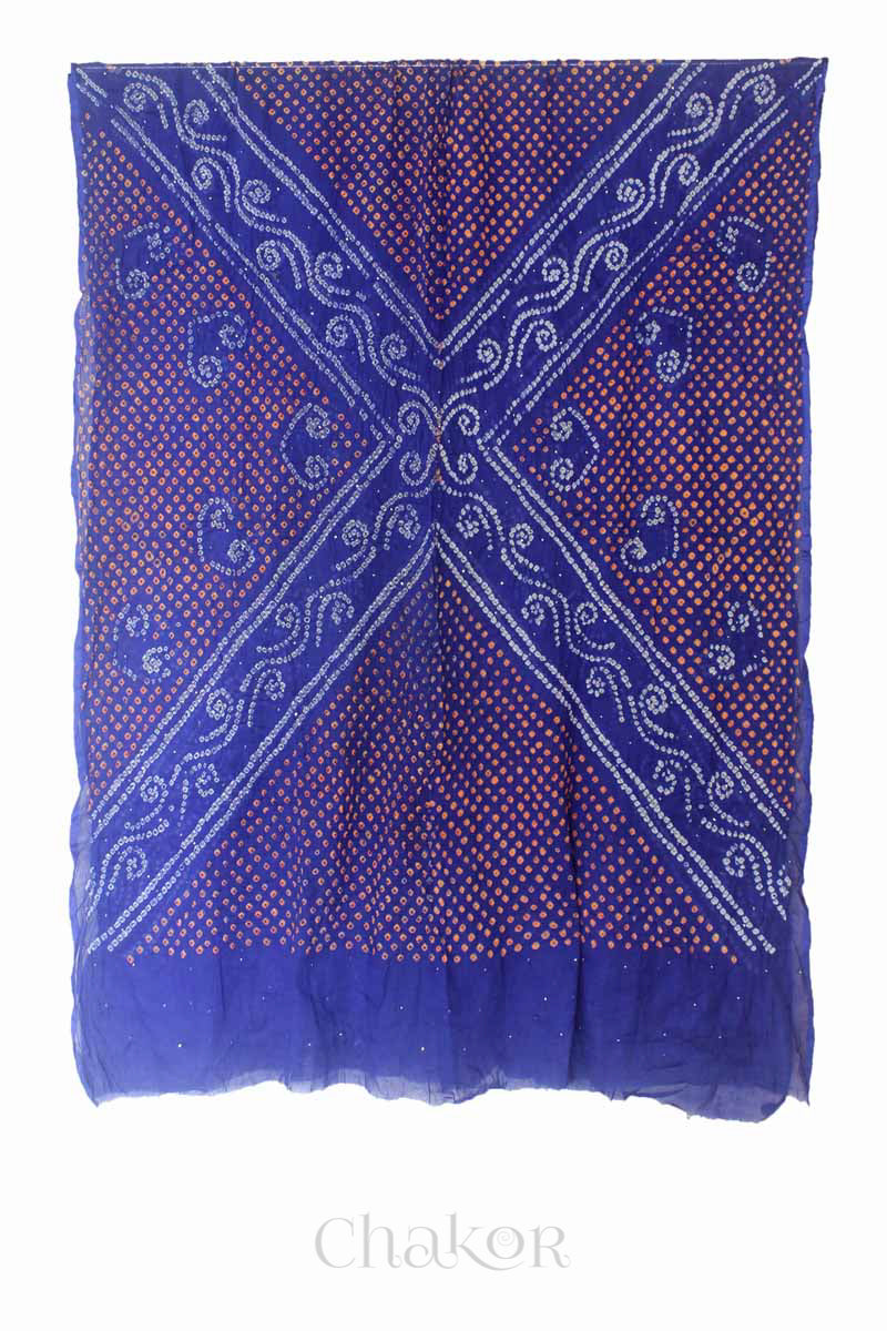 Blue Bandhani Mul Cotton Dupatta