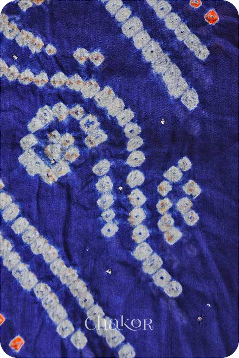 Blue Bandhani Mul Cotton Dupatta