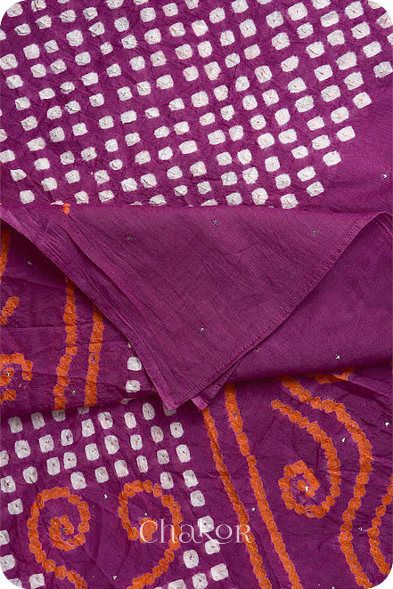 Magenta Bandhani Mul Cotton Dupatta