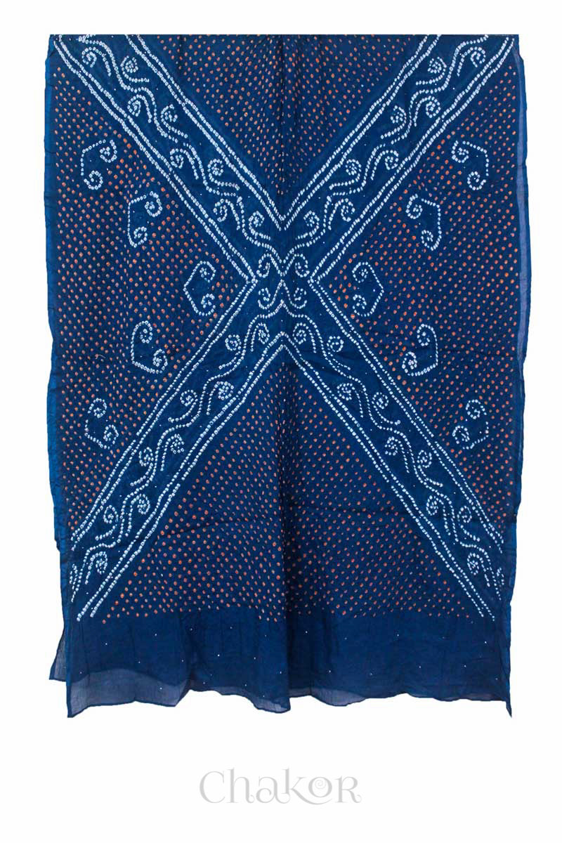 Indigo Bandhani Mul Cotton Dupatta