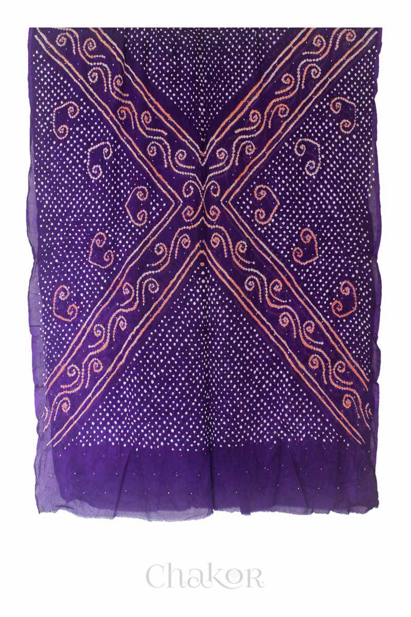 Purple Bandhani Mul Cotton Dupatta