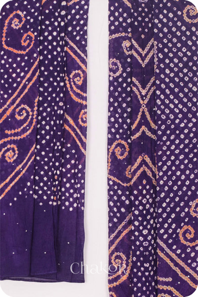 Purple Bandhani Mul Cotton Dupatta